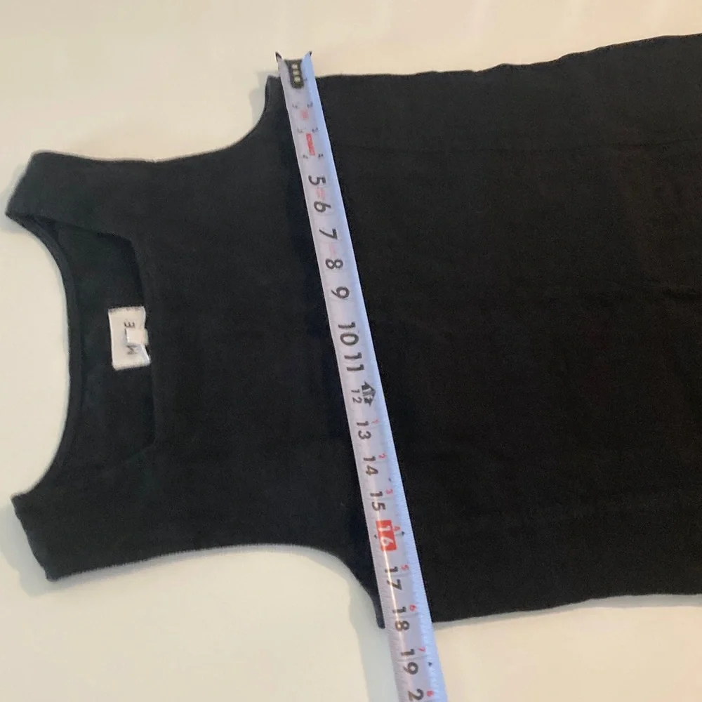 MATE the Label Organic Flax Linen Square Neck Sleeveless Mini dress Black S - Picture 6 of 7